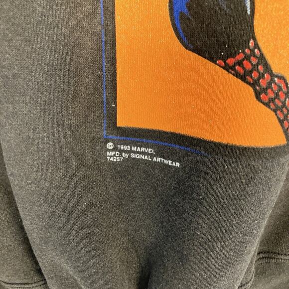 SPIDER-MAN Vintage 1993 Crewneck Pullover Sweatshirt Size XL Black - Picture 2 of 14